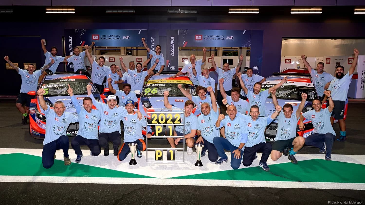 FIA WTCR Drivers' and Teams' champion - N. Michelisz, M. Azcona, N. Catsburg - BRC Hyundai N Squadra Corse